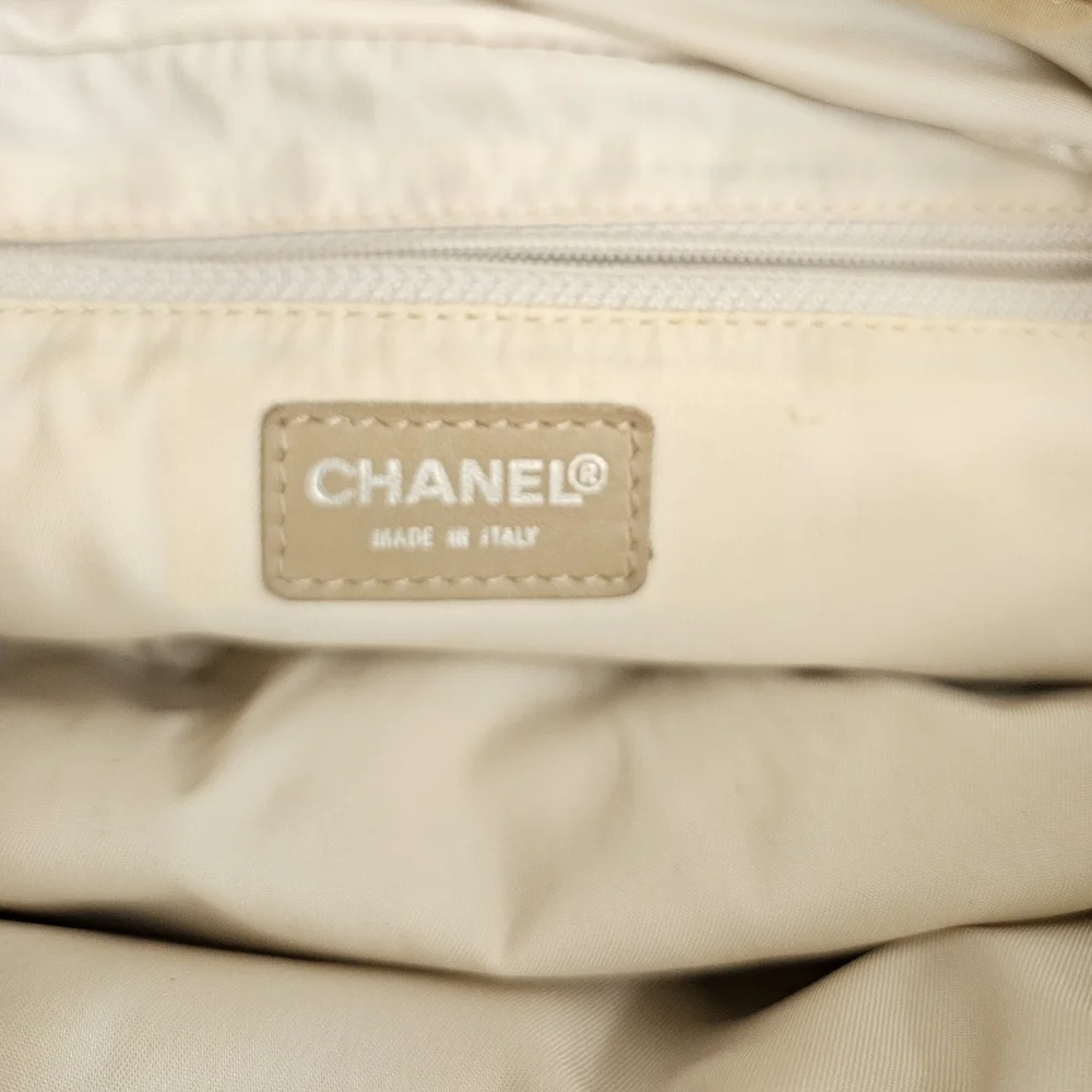 CHANEL Beige Logo Jacquard Boston Shoulder Bag - Picture 14 of 15